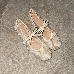 SHEIN Cream Lace Flats with Bow